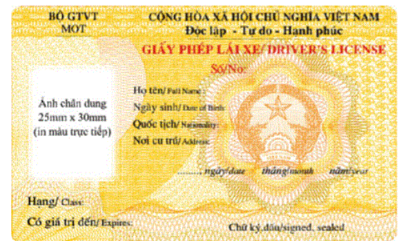 mẫu bằng lái xe cũ
